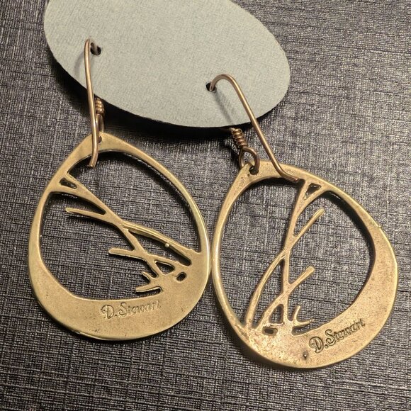 vintage D. Stewart Bulrushes Earrings - Picture 2 of 2